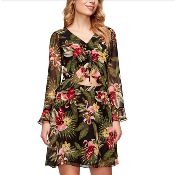 🆕 Sam Edelman Tropical Flamingo Dress - Picture 2 of 8